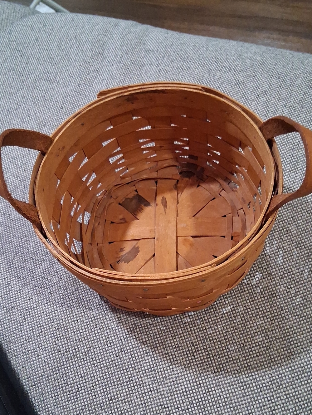 Longaberger Rustic Brown Woven Round Basket with Handles